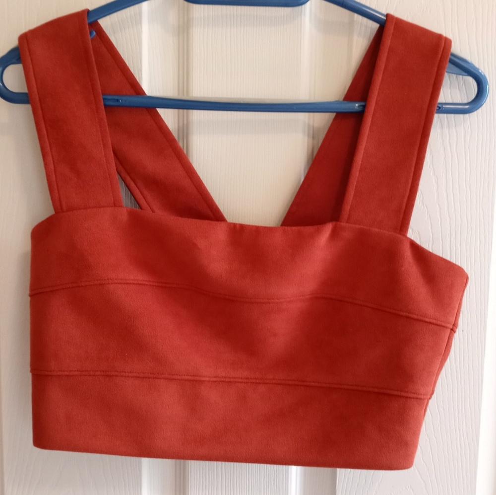 Altar'd State Orange suede crop top